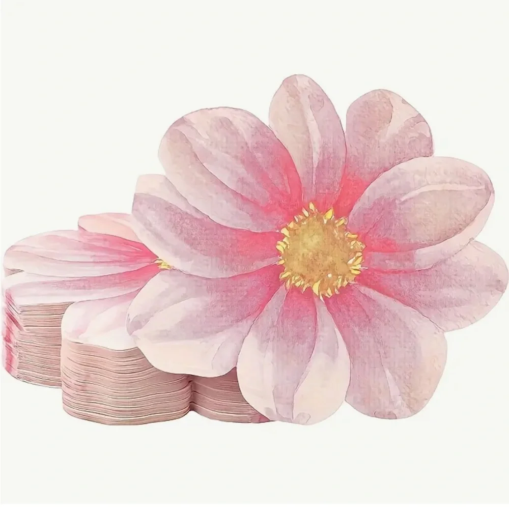 Pink Flower Shaped Decorative Party Luncheon Napkins, 20 ct